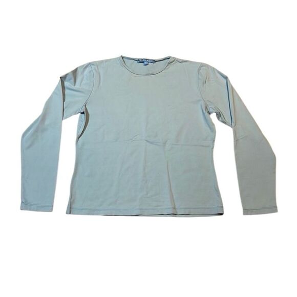 White + Warren Baby Blue Long Sleeve Tee, Medium - Picture 1 of 7